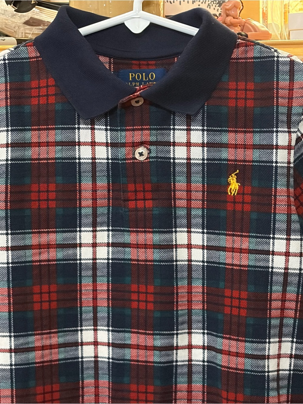 Polo Ralph Lauren Boys' Blue & Red Plaid Mesh Cotton Knit Shirt Size 7 - Picture 4 of 9